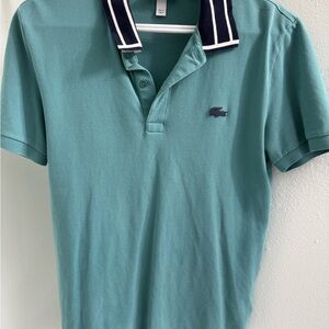 Lacoste Men's Teal Polo with Navy Collar